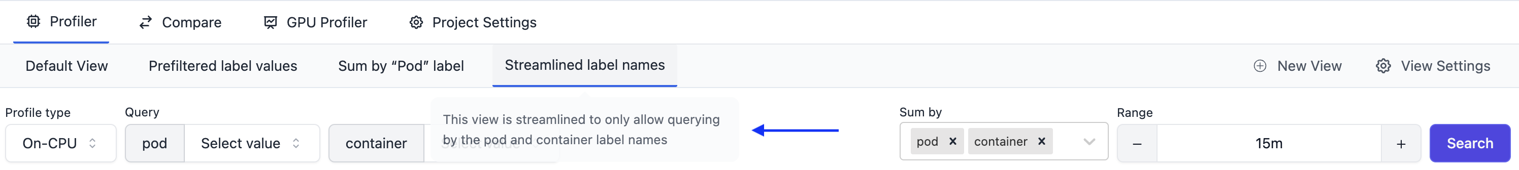 The view description is displayed when the view is hovered on